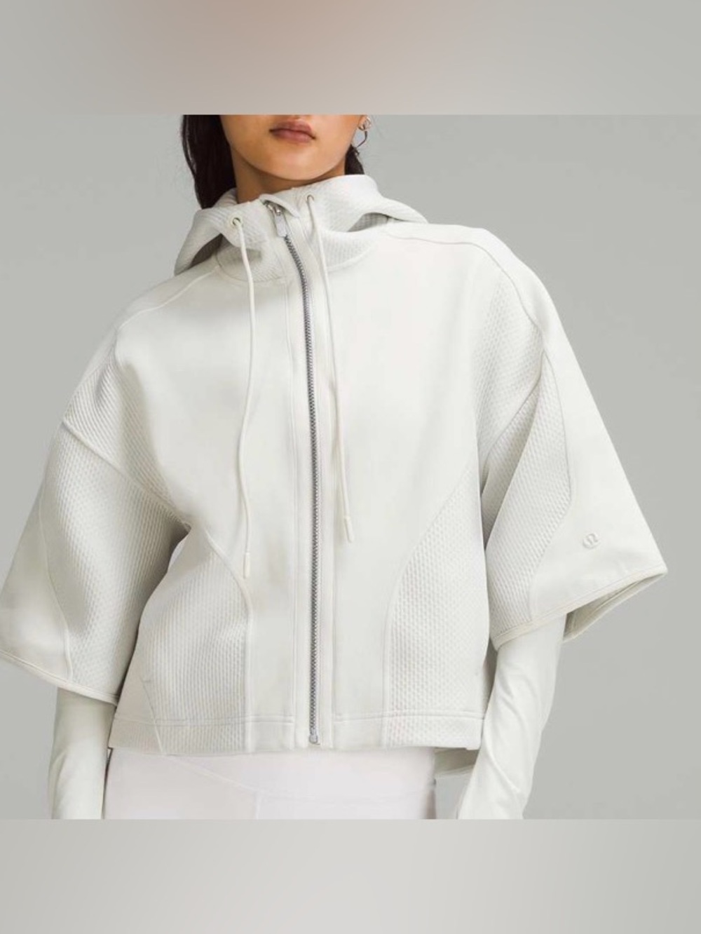 🎉Like New! lululemon athletica Bone Hooded Mixed Fabric Full Zip Jacket!